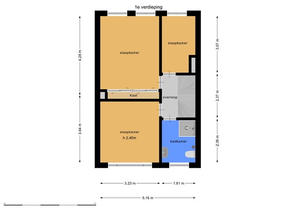 Floorplan - Stalpaert van der Wielenstraat 37, 2026 TE Haarlem