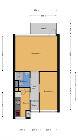 Floorplan - Veldzigtlaan 122, 2015 CD Haarlem