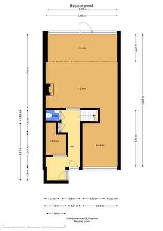 Floorplan - Mathijsenstraat 42, 2035 CN Haarlem