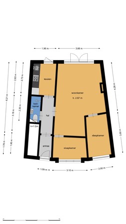 Floorplan - Pontianakstraat 32zw, 2022 PL Haarlem