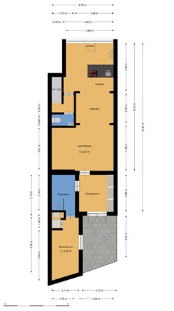 Floorplan - Reitzstraat 15, 2021 TM Haarlem