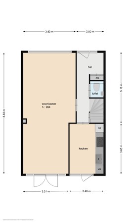 Floorplan - Kruisnetlaan 224, 3192 KD Hoogvliet Rotterdam