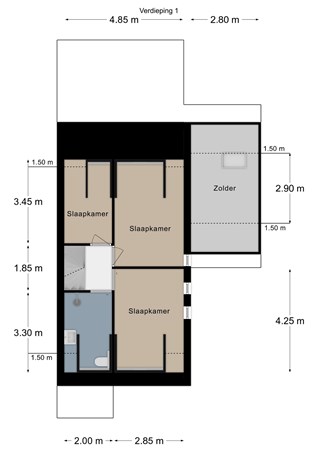 Floorplan - Burgemeester Beckersstraat 1, 6265 AW Sint Geertruid