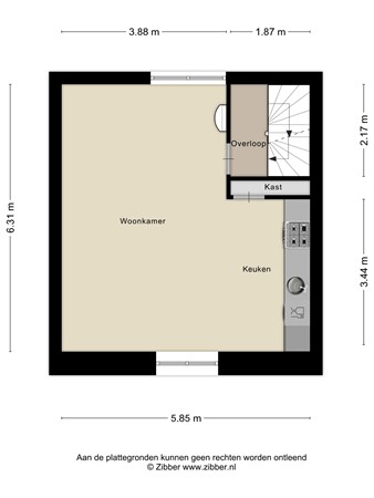 Floorplan - Rozemarijnstraat 3A, 4797 AS Willemstad