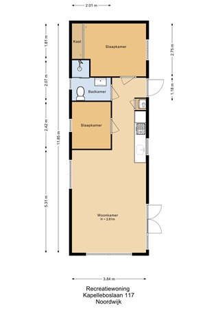 Floorplan - Kapelleboslaan 41-117, 2204 AJ Noordwijk