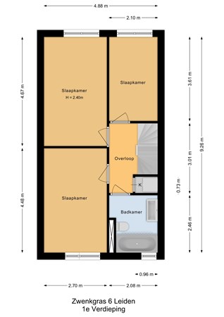 Zwenkgras 6, 2318 TH Leiden - 1e Verdieping - 2D.jpg