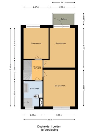 Dopheide 1, 2318 ZA Leiden - 1e Verdieping - 2D.jpg