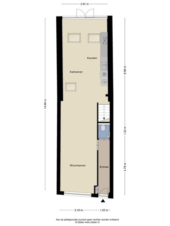 Floorplan - Hoogvensestraat 157, 5017 CD Tilburg