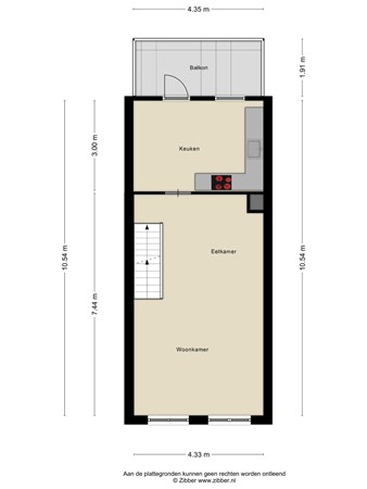 Floorplan - Obrechtstraat 34, 5012 EC Tilburg