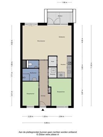 Floorplan - Trompstraat 15-03, 5021 VL Tilburg