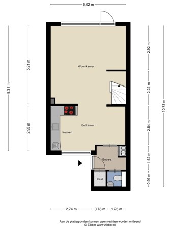 Floorplan - Van Oosterzeestraat 51, 5012 KN Tilburg