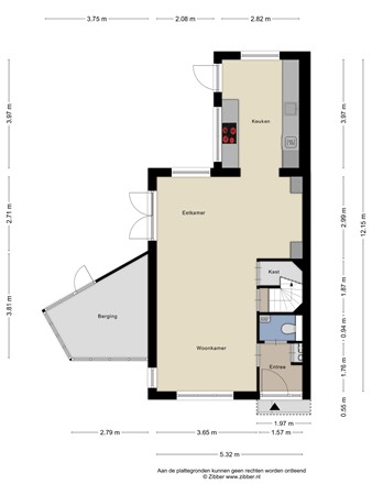 Floorplan - Kolveniersstraat 1a, 5021 HG Tilburg