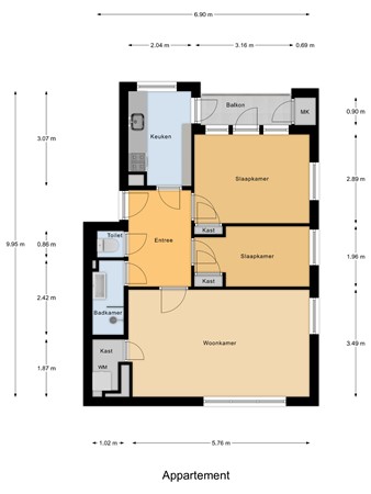 Floorplan - Nassaustraat 91, 5046 NS Tilburg