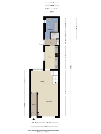 Floorplan - Klaverstraat 70, 5025 MD Tilburg