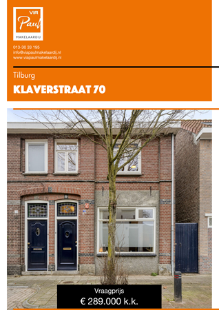 Brochure preview - brochure Klaverstraat 70, Tilburg
