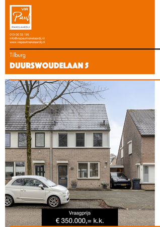 Brochure preview - brochure Duurswoudelaan 5 Tilburg