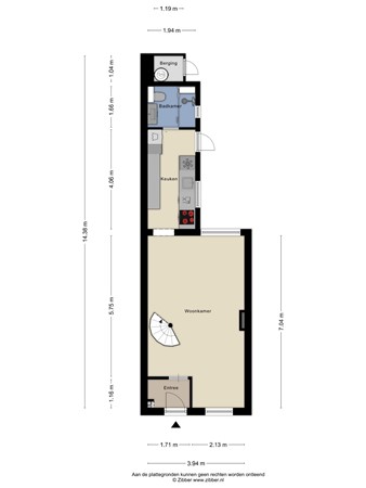 Floorplan - Outshoornstraat 93, 5041 KN Tilburg