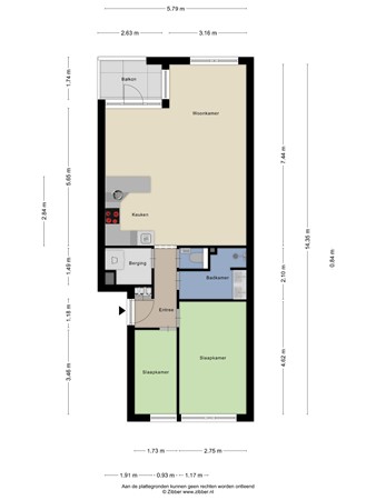 Floorplan - Voltstraat 44-07, 5021 SE Tilburg