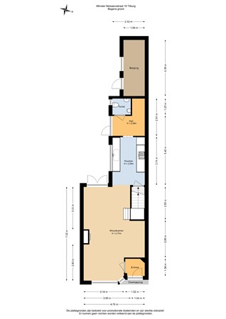 Floorplan - Minister Mutsaersstraat 19, 5041 CH Tilburg