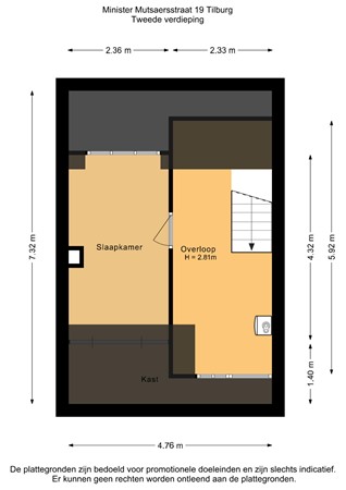 Floorplan - Minister Mutsaersstraat 19, 5041 CH Tilburg
