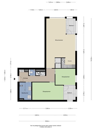 Floorplan - Verdiplein 80c, 5049 NP Tilburg