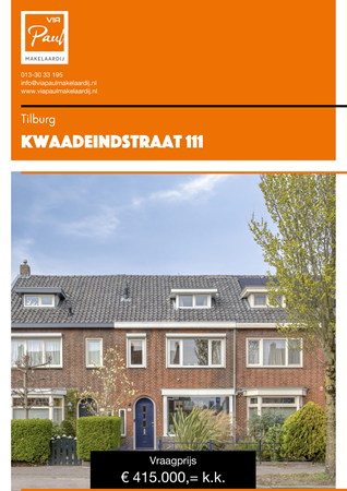 Brochure preview - brochure Kwaadeindstraat 111 Tilburg
