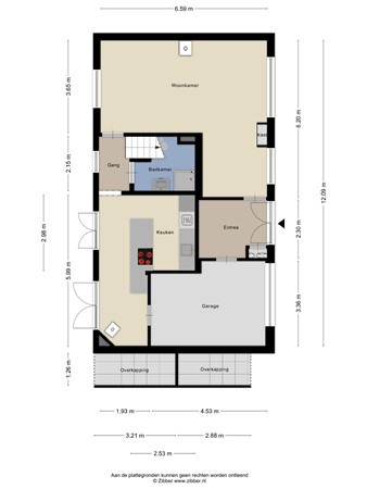 Floorplan - Korte Hoefstraat 34, 5046 DB Tilburg