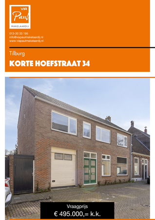 Brochure preview - brochure Korte Hoefstraat 34 Tilburg