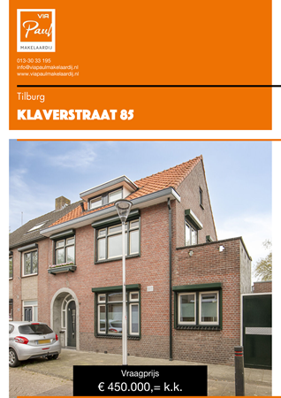 Brochure preview - brochure Klaverstraat 85 Tilburg