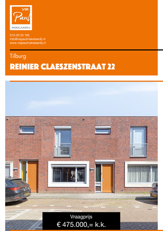 Brochure preview - brochure Reinier Claeszenstraat 22 Tilburg