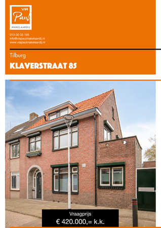 Brochure preview - brochure Klaverstraat 85 Tilburg