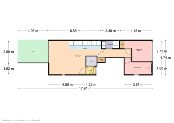 Floorplan - Burgemeester Van De Mortelstraat 23, 5037 PG Tilburg