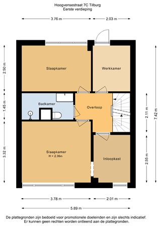 Floorplan - Hoogvensestraat 7c, 5017 CA Tilburg