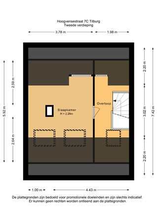 Floorplan - Hoogvensestraat 7c, 5017 CA Tilburg