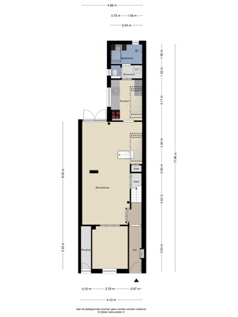 Floorplan - Hoogvensestraat 110, 5017 CH Tilburg