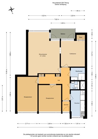 Floorplan - Heuvelstraat 226, 5038 AK Tilburg