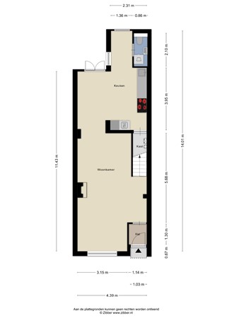 Floorplan - Eikstraat, 5038 ML Tilburg