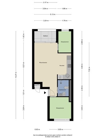Floorplan - Valentijnstraat 16-09, 5014 KG Tilburg