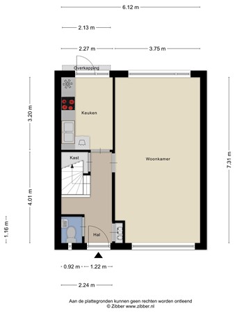 Floorplan - Alberdingk Thijmstraat 32, 5025 TC Tilburg