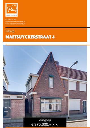 Brochure preview - brochure Maetsuyckerstraat 4 Tilburg