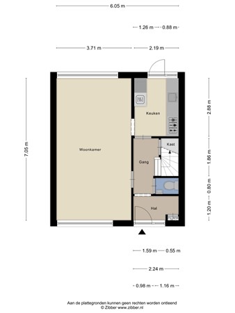Floorplan - Vivaldistraat 105, 5049 JB Tilburg