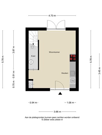 Floorplan - Kardinaal Vaughanstraat 51, 5046 DP Tilburg