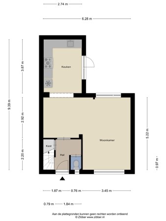 Floorplan - Weefmeesterstraat 9, 5046 TD Tilburg