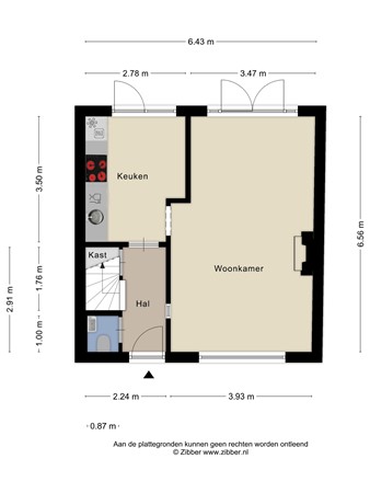 Floorplan - Veestraat 151, 5021 PP Tilburg