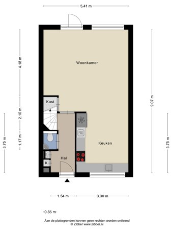 Floorplan - Oegstgeeststraat 55, 5045 TZ Tilburg
