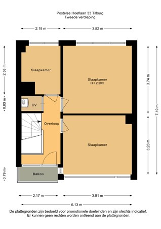 Floorplan - Postelse Hoeflaan 33, 5042 KA Tilburg