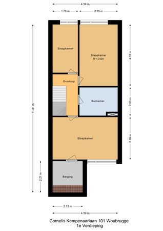 Cornelis Kempenaarlaan 101, 2481 XB Woubrugge - 1e Verdieping - 2D.jpg