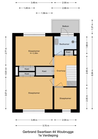 Gerbrand Swartlaan 44, 2481 AK Woubrugge - 1e Verdieping - 2D.jpg