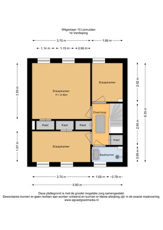 Wilgenlaan 15, 2451 BZ Leimuiden - 1e Verdieping - 2D.jpg