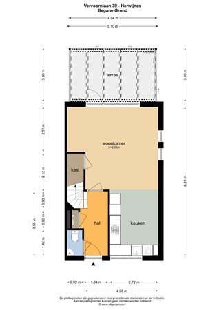 Floorplan - Vervoornlaan 39, 4171 DA Herwijnen